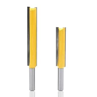 Mesee 2 Pezzi 8mm Gambo Fresa per Scanalature Legno, Punta da Fresatrice Dritta Extra Lungo Rettilineo Router Strumento Rifilatura Legno Fresa a Taglienti Diritti per Lavorazione del