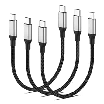Cavo USB C a C Corto 20cm, 3 Pezzi PD 60W - Cavo di Ricarica Veloce e Dati in Nylon Tipo C per iPhone 15/15 Pro/15 Pro Max, Samsung Galaxy, Huawei - USB 2.0