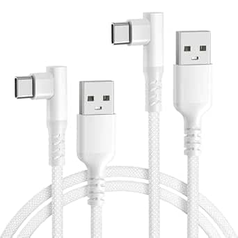 BASESAILOR Cavo di Ricarica per Galaxy S26 S25 24 Plus Ultra 2M 2Pack,Cavo USB a USB C con Angolo Retto per MacBook Pro 2024 2023 Air M3 M2,Samsung A14 A56 A55,Z Flip Fold 5,iPhone 17 16 e 15 Max,iPad