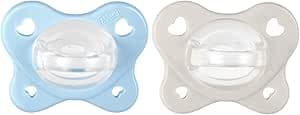 Chicco Gommotto Dual Soft, Ciuccio in Silicone 2-6 Mesi, Bicolore, Set di Gommotti con Doppia Morbidezza, Supportano la Respirazione e Favoriscono il Corretto Sviluppo della Bocca, 2 Pezzi, Bimbo