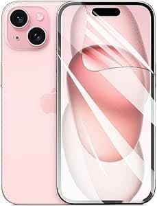 2 Pezzi Pellicola Idrogel Protettiva per iPhone 15 (6.10 inch), [Film flessibile] Morbida TPU Protezioni Schermo [Trasparente HD]