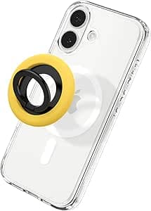 Spigen NanoPop MagFit Anello MagSafe per Telefono [Supporto a Cerniera Rotante] Compatibile con iPhone 17 17e 16 15 14 13 Pro e Cover MagSafe/Pixelsnap per Samsung S26 S25 Ultra, Pixel 10 10a - Giallo