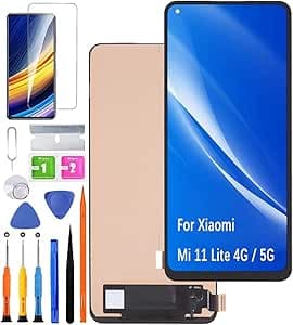 Schermo LCD di Ricambio per Xiaomi Mi 11 Lite 4G / 5G TFT, per Xiaomi Mi 11 Lite NE 5G Schermo LCD Display Touch Digitizer Kit di Riparazione