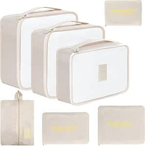 Romon Organizer Valigia Viaggio, 7 Pezzi Organizzatore Valigia Packing Cube Set Viaggio Organizer per i Vestiti, Cosmetici, Scarpe, Intimo