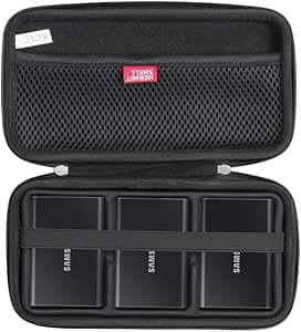 Hermitshell - Custodia rigida da viaggio per SSD portatile Samsung T7/T7 Touch, 1 TB, 2 TB, 500 GB, USB 3.2, unità a stato solido esterna (custodia per 3 hard disk, nero)