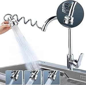 Estensione del rubinetto girevole a 360 gradi, 3 modalità regolabili rubinetto rubinetto rubinetto girevole perlatori per rubinetti cucina e rubinetti bagno argento