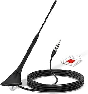 Bingfu Antenna Autoradio 29cm Antenna FM/AM Universale Montaggio sul tetto con Base di Montaggio, Cavo da 5 m, Connettore Spina DIN per Ricevitore Unità Principale Stereo per Auto Camion SUV