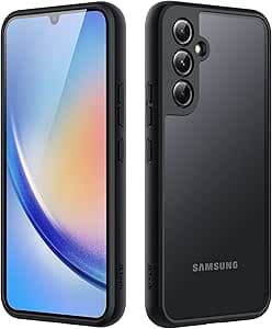 JETech Cover Opaca per Samsung Galaxy A34 6,6 Pollici, Custodia Posteriore Glassata Traslucida Sottile, Anti-Impronte (Nero)