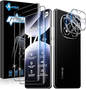 Pellicola Vetro Temperato per Xiaomi Redmi Note 14 Pro 5G/Poco X7, Pellicola Fotocamera, [2+2 Pezzi] 9H Anti Graffi HD Trasparente Fotocamera Protezione Schermo Pellicola Protettiva