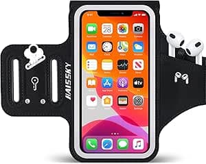 6,7" Porta Telefono Corsa con Custodia Per Cuffie, Porta Cellulare Corsa da Braccio Fascia da Braccio per iPhone 16 15 14 13 12 Pro Plus Max Galaxy S20-25, Porta Cellulare Braccio
