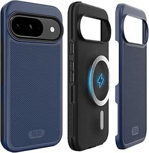 TUDIA MergeGrip Cover Progettato per Google Pixel 9 / Pixel 9 Pro (2024), [compatibile con MagSafe] sottile a doppio strato con bordo rialzato antiscivolo custodia per telefono (Blu Indaco)