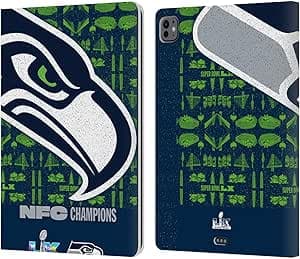 Head Case Designs Licenza Ufficiale NFL Seattle Oversize 2026 Super Bowl LX Champions Custodia Portafoglio in Pelle Compatibile con Apple iPad PRO 13 M4/M5 2024/2025