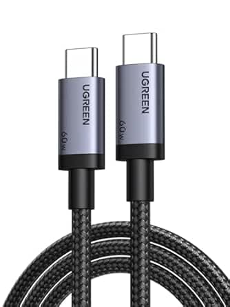UGREEN Cavo USB C 60W, Cable Type C Ricarica Rapida PD3.0 Compatible con iPhone 16/15 Plus Pro Max, Galaxy S25/S24/S23, Pixel 9/8/7, MacBook, iPad Air, Drone ecc 3M