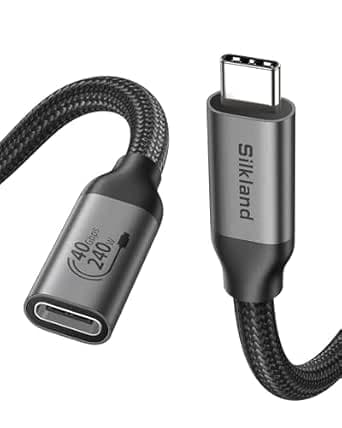 Silkland 40Gbps Cavo Prolunga USB C 1M Maschio a Femmina per Thunderbolt 4, 8K@60Hz, Dual 4K@60Hz, PD3.1 240W, Prolunga Tipo C, USB4 per iPhone 17/16/15, MacBook Pro/Air, iPad Pro, PSSD, Dock, Hub