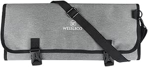 F Fityle Borsa Portacoltelli, Borsa Porta Coltelli Chef, Borsa a Rullo per Coltelli da Chef (14 Slot) Contiene 8 Coltelli Pi Mannaia, Tasca Multiuso E 6 Cucchiai da Degustazione, Portacoltelli