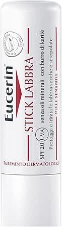 Eucerin pH5 Stick Labbra Protezione Attiva 4.8 g, Balsamo labbra riparatore SPF 20 con Burro di Karité, Olio di Jojoba, Dexpantenolo e Vitamina E, Burrocacao per pelle secca, ruvida e screpolata