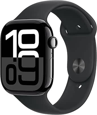 Apple Watch Series 10 GPS + Cellular 46 mm Smartwatch con cassa in alluminio e cinturino Sport Loop Nero - M/L. Fitness tracker, app ECG, display Retina always-on, Carbon Neutral