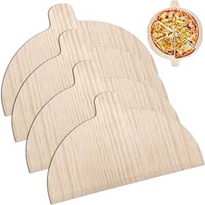 Pala per Pizza in Legno: 4 Pezzi Paletta per Pizza, Tavola per Pizzas Legno, Pala per Pane in Legnos per Pizzas e Pane Fatti in Casa, 28 x 17 cm