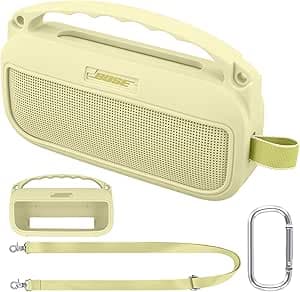 co2CREA Custodia Protettiva in Silicone Compatibile per altoparlante portatile Bluetooth Bose SoundLink Flex 2nd Gen (silicone + gancio moschettone + tracolla (altoparlante non incluso)