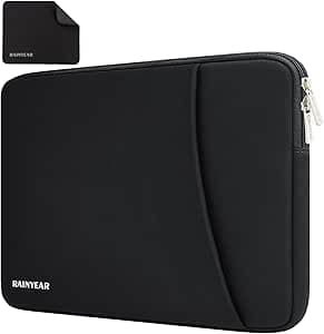 RAINYEAR 13 Pollice Cassa del manicotto del computer portatile per 2025-2022 Macbook Air 13,6 Pollice M4 M3 M2 14 Pollice Macbook Pro M4 M3 M2 M1 Accessorio per il trasporto semplice caso, Nero