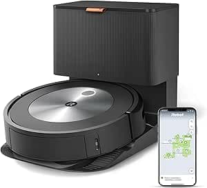iRobot Roomba J7+ Grafite, Robot Aspirapolvere Wi-Fi, Svuotamento Automatico, Rilevamento Ostacoli, 2 Spazzole In Gomma Multi-Superficie, Programmabile con App E Assistente Vocale