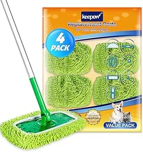 KEEPOW Cuffietta Microfibra per Swiffer Lavapavimenti, Panni Riutilizzabili Microfibra per Swiffer Sweeper Mop, Ottimo Effetto Pulente, Utilizzabile Sia Asciutto Che Bagnato, 4 Pezzi