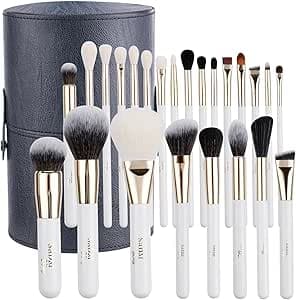 Set pennelli trucco professionali 24 pezzi con custodia – Pennelli make up viso e occhi per fondotinta, cipria, correttore, fard, ombretto, contour