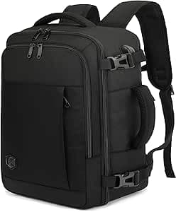 Zaino Easyjet 45x36x20 Zaino da Viaggio Aereo Bagaglio a Mano 30L Donna Uomo per PC Portatili 15.6 Pollici per Scuola Lavoro Trekking Nero