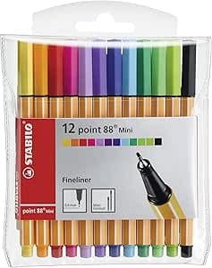 STABILO point 88 Mini - Fineliner - Astuccio da 12 - Colori assortiti